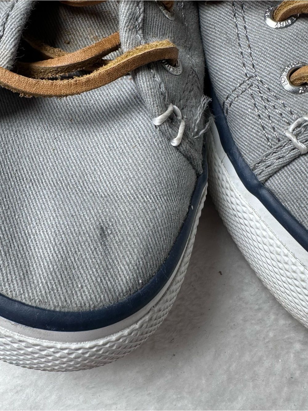 Sperry Top-Sider Pier View Gray Canvas Low-Top Sneakers with Tan Laces Size 7.5 - Picture 8 of 12